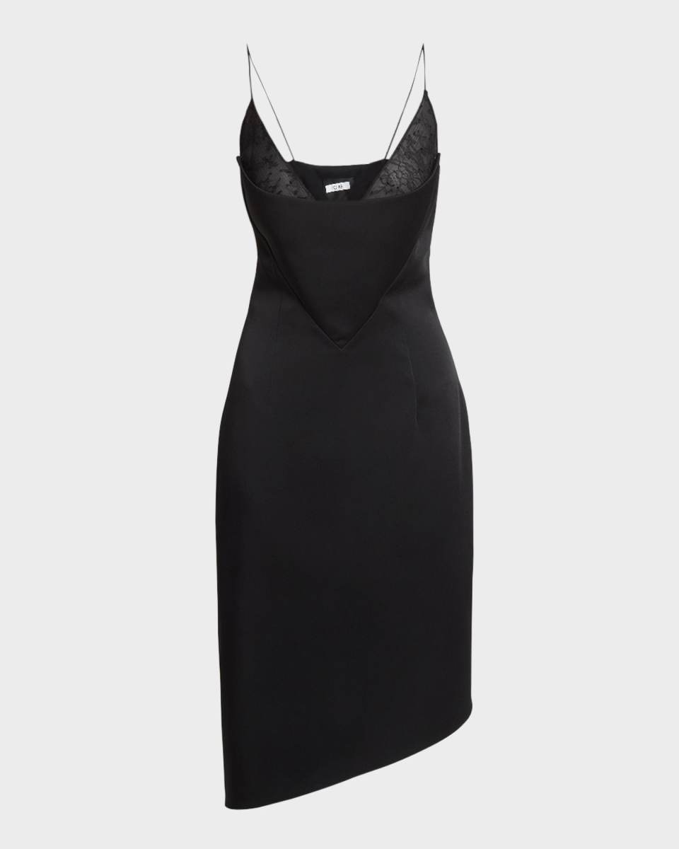 Asymmetric Midi Dress with Lace Detail